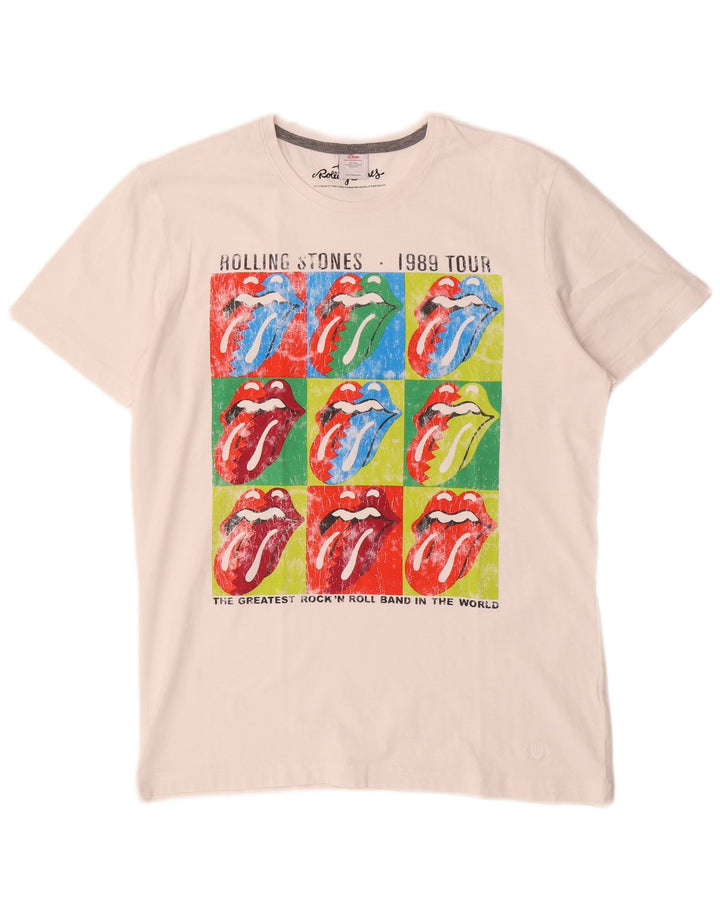 S.Oliver - Camiseta con gráfico de Rolling Stones para hombre, talla grande, color blanco