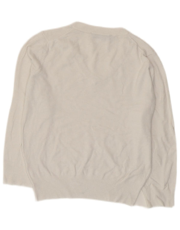 Zara Jersey corto con cuello en V y manga 3/4 para mujer UK 10 Small White