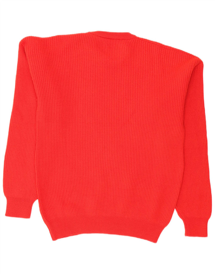 Vintage hombres cuello redondo jersey suéter IT 52 lana roja grande