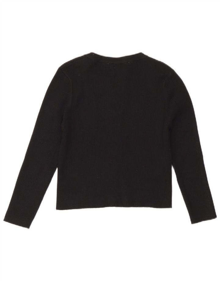 Zara Mujer Cárdigan De Manga Larga Top UK 42 Medium Negro