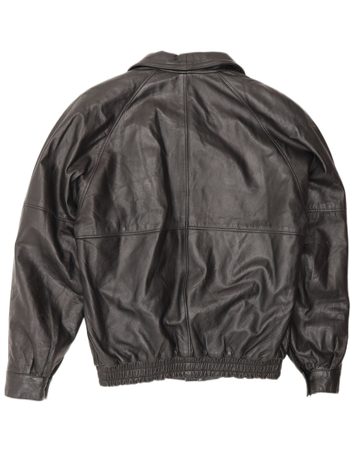 Chaqueta de cuero vintage para hombre IT 50 grande negro