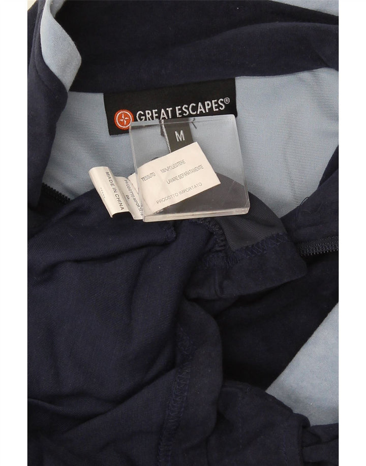Great Escapes Chaqueta de chándal de terciopelo para hombre con bloques de color azul marino mediano