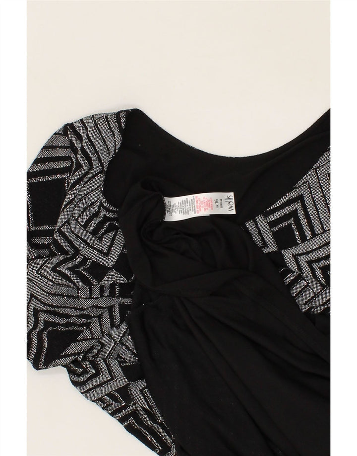 WALLIS Womens Sheath Dress UK 16 Large  Black Argyle/Diamond Nylon Vintage Wallis and Second-Hand Wallis from Messina Hembry 