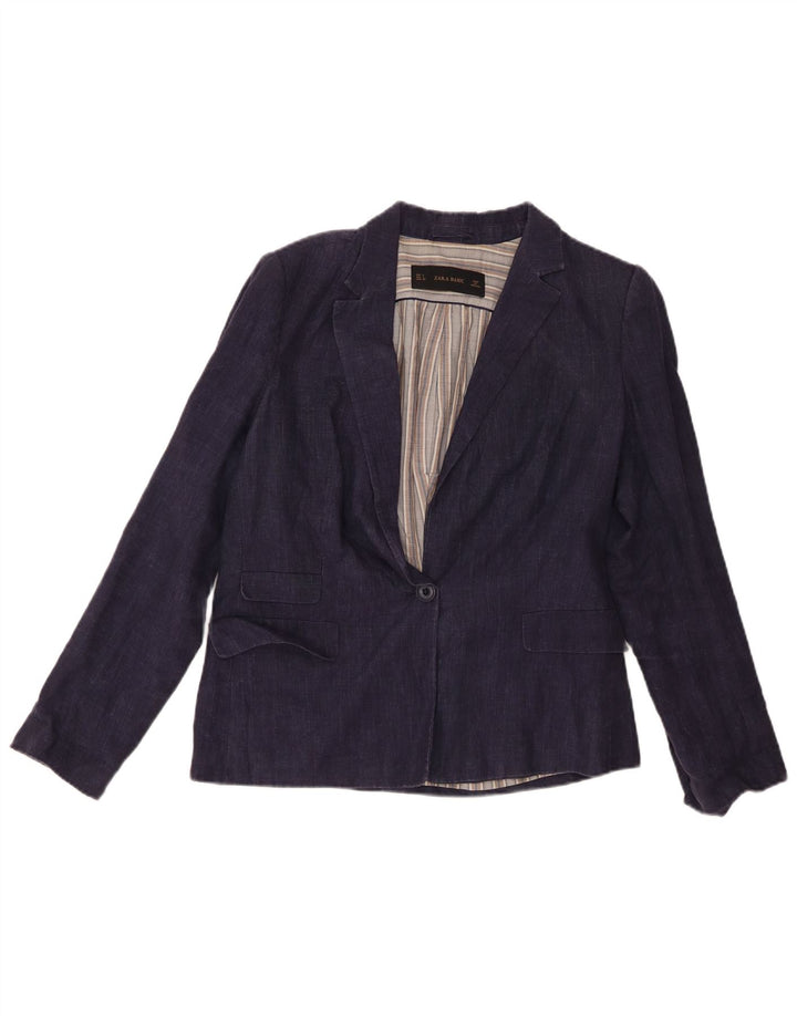Zara Chaqueta Blazer De 1 Botón Para Mujer UK 46 Grande Azul Marino