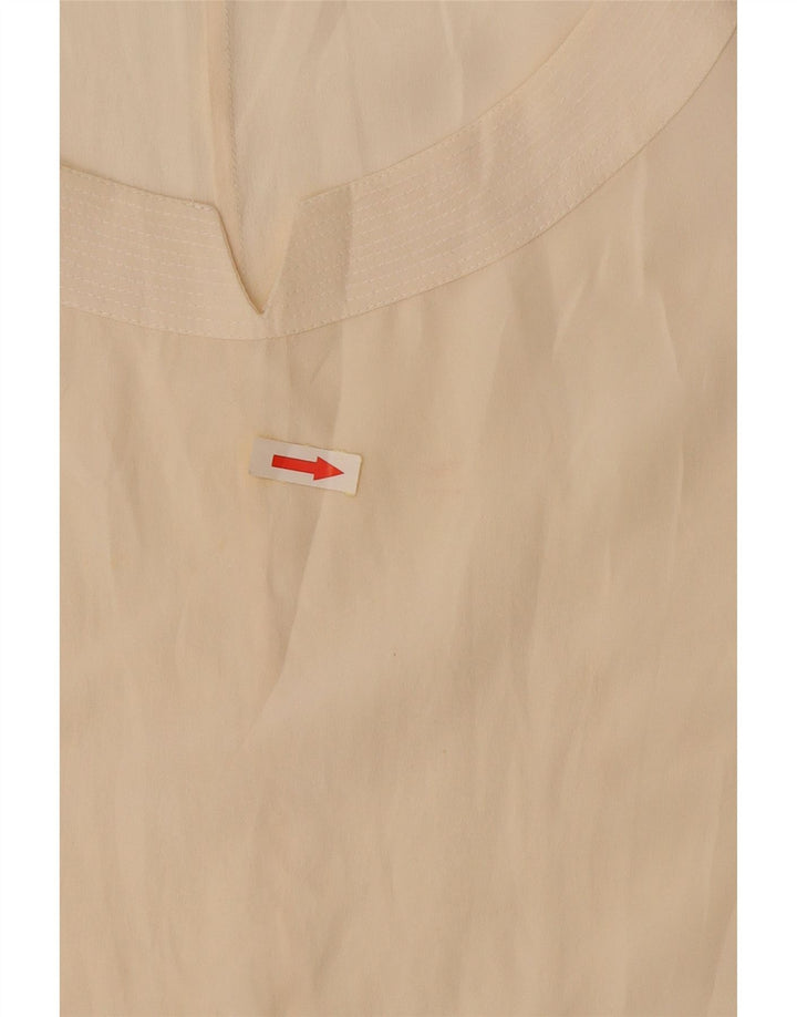 Vintage mujer crop blusa sin mangas Top Reino Unido 14 grande de seda blanca