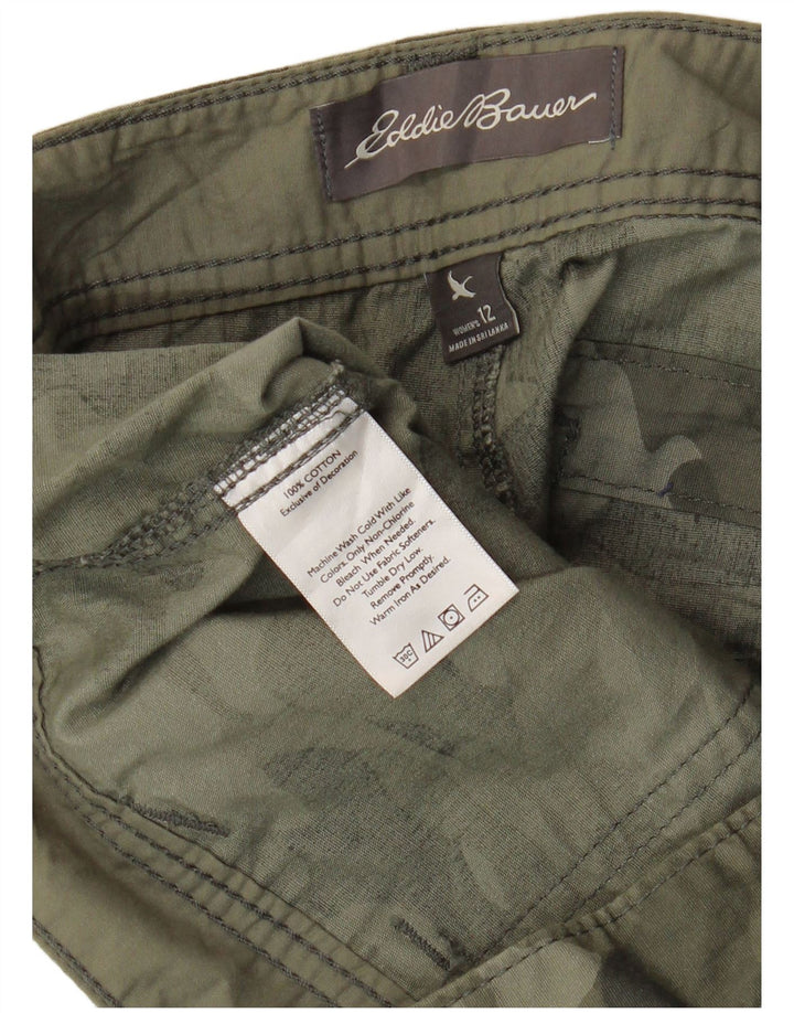 EDDIE BAUER Pantalones cortos chinos para mujer US 12 grande W36 caqui camuflaje algodón