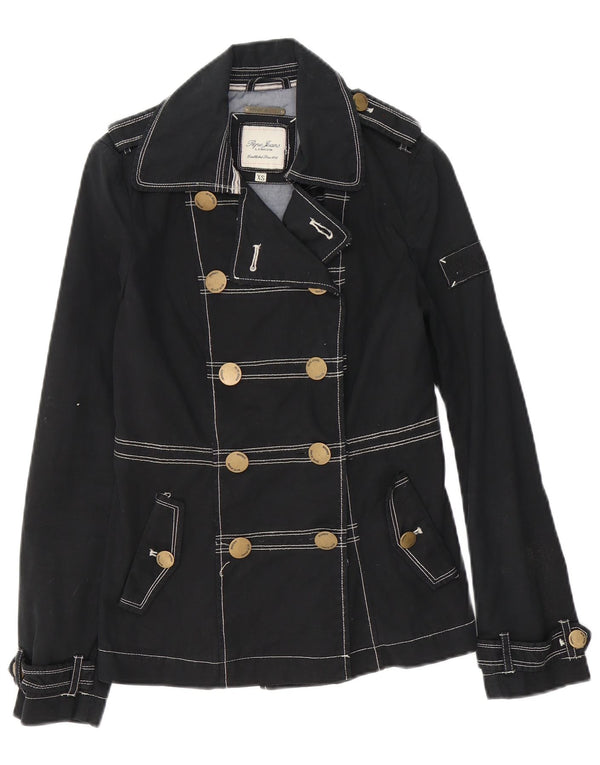 PEPE Jeans Chaqueta militar de doble botonadura para mujer UK 6 XS Algodón negro