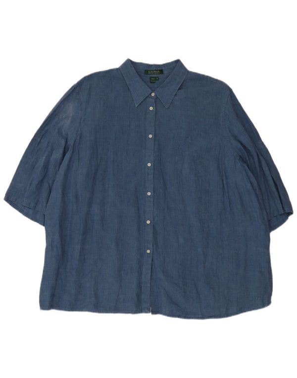 Ralph Lauren Blusa de manga corta de gran tamaño para mujer UK 20 2XL Azul