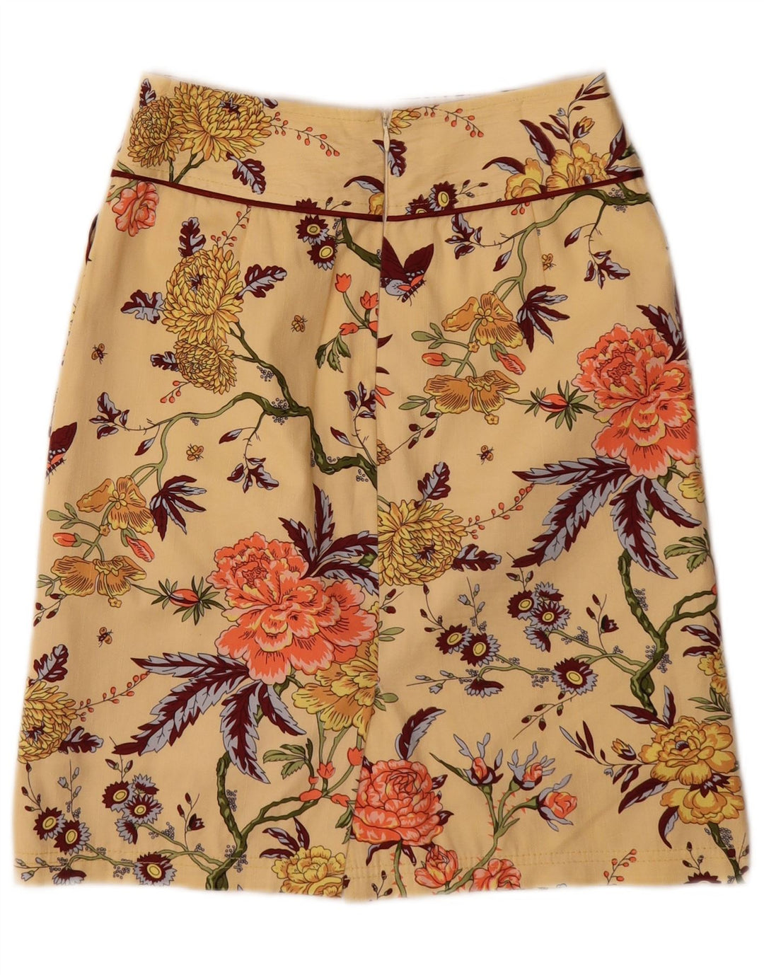 Vintage mujer Midi falda mediana W28 amarillo floral