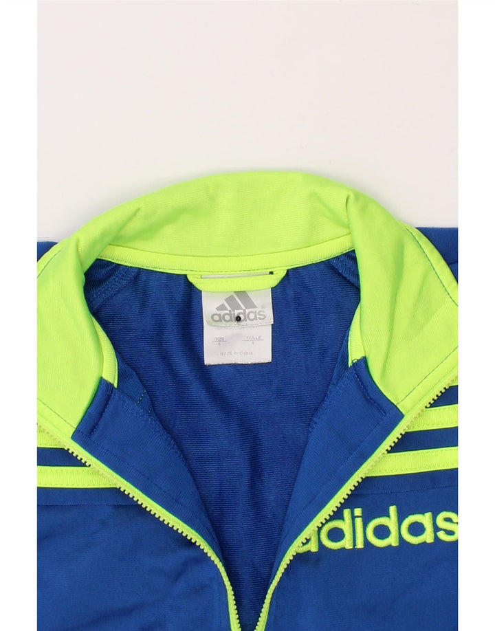 ADIDAS Boys Graphic Tracksuit Top Jacket 4-5 Years Blue Polyester Vintage Adidas and Second-Hand Adidas from Messina Hembry 