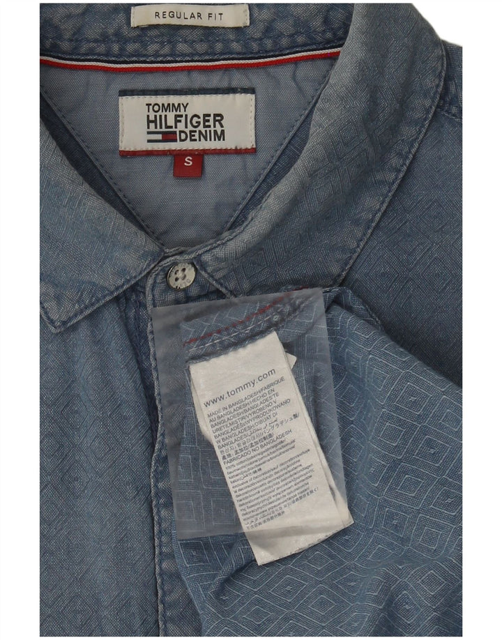 Camisa Tommy Hilfiger Hombre Regular Fit Algodón Geométrico Azul Pequeño