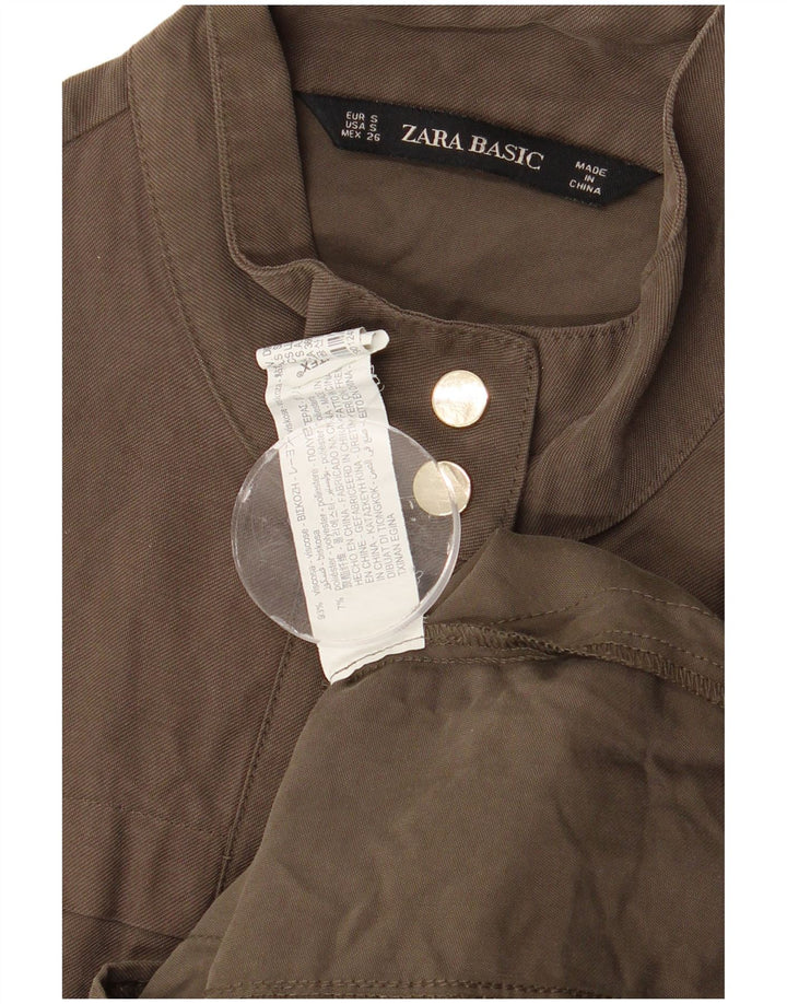 Zara Mujer Chaqueta Utilitaria UK 10 Small Caqui Viscosa