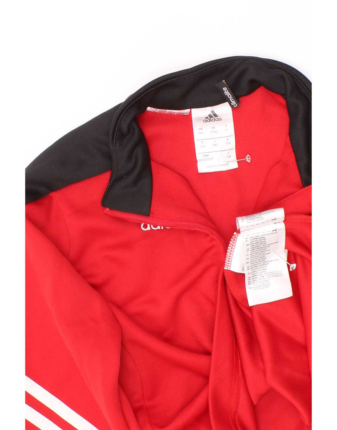 Adidas - Chándal para niño con cremallera y cuello, 5-6 años, XS, color rojo