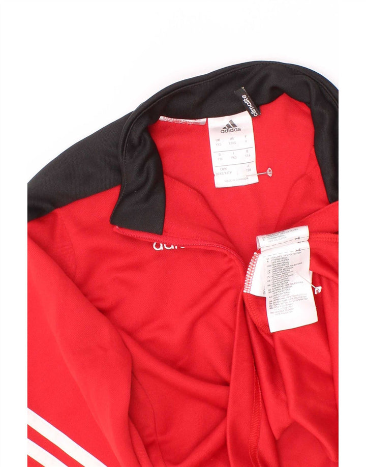 Adidas - Chándal para niño con cremallera y cuello, 5-6 años, XS, color rojo