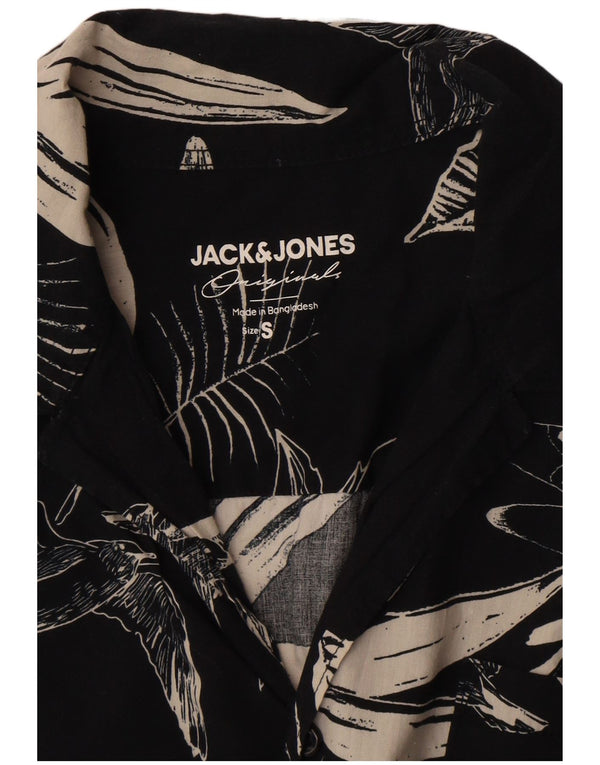 Jack & Jones Hombre Camisa De Manga Corta Small Black Floral Cotton Hawaiian