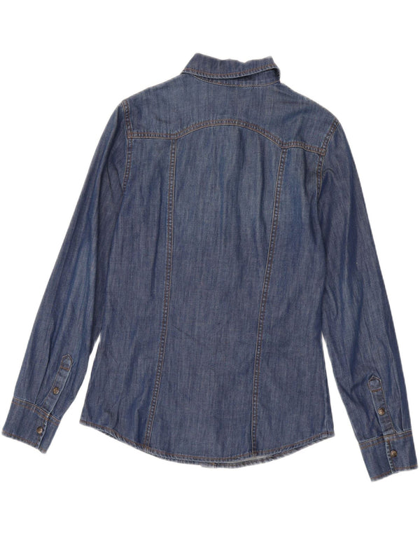 Benetton Camisa Vaquera Mujer UK 6 XS Azul Marino Algodón