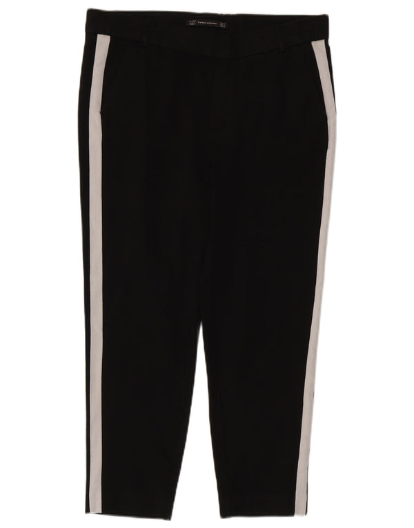 Zara Mujer Pantalón Chino Slim XS W24 L22 Poliéster Color Block Negro
