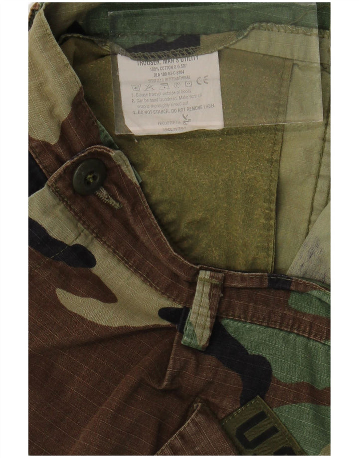 VINTAGE Pantalones cortos casuales para hombre W38 XL Algodón de camuflaje caqui