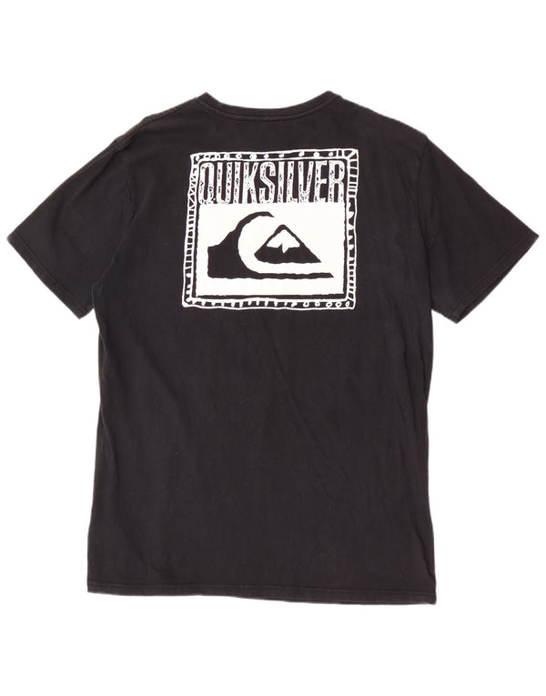 Quiksilver Camiseta gráfica de corte regular para hombre Top grande de algodón negro