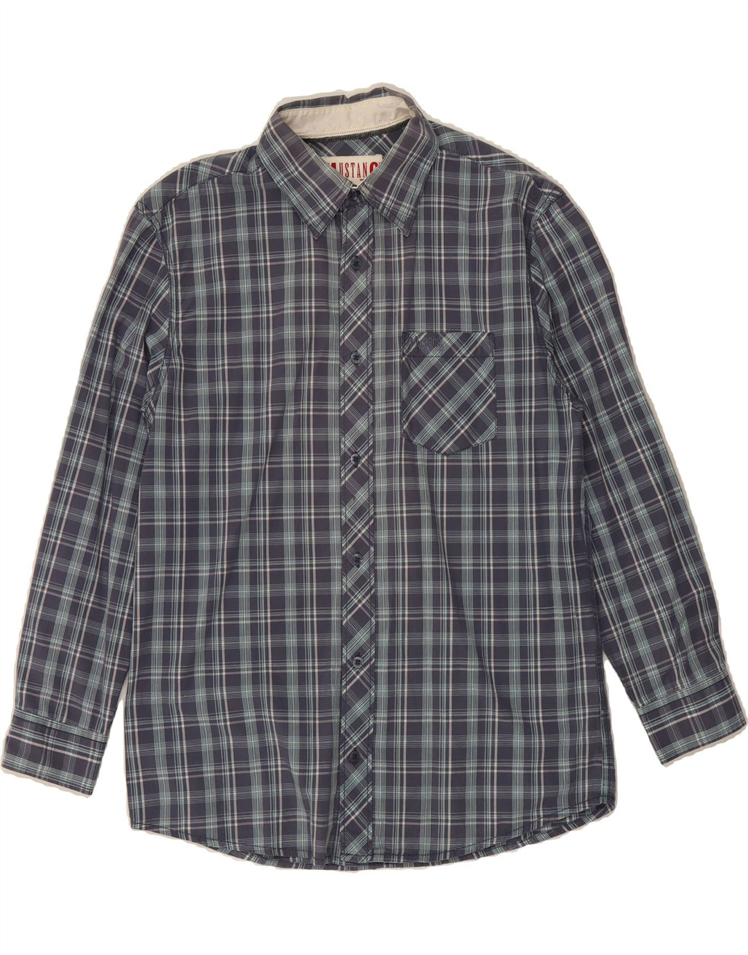 MUSTANG Mens Shirt Small Grey Check Cotton Vintage Mustang and Second-Hand Mustang from Messina Hembry 