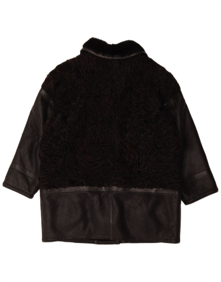 Abrigo vintage de gran tamaño para mujer IT 46 Bloque de color negro grande