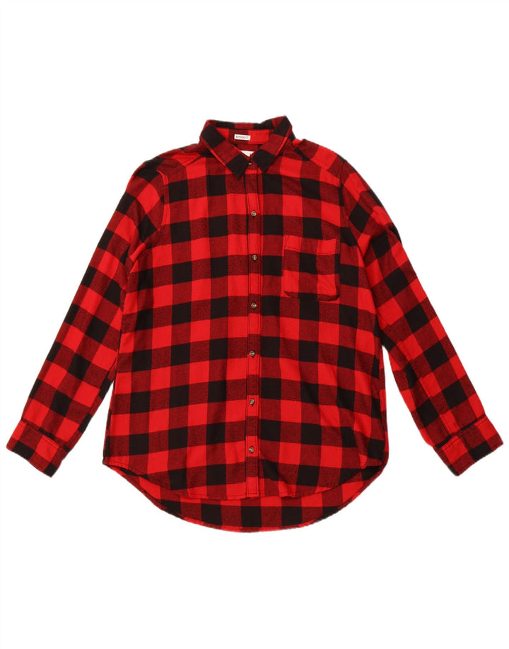 HOLLISTER Camisa de franela estilo novio para mujer UK 44 Medium Red Gingham