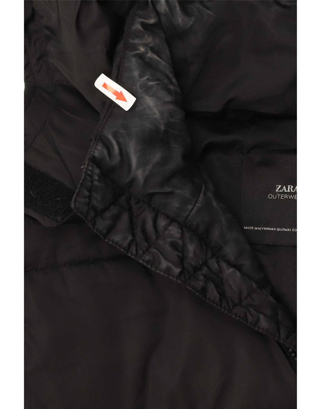 Zara Chaqueta Anorak Acolchada con Capucha De Gran Tamaño para Mujer UK 10 Small Black