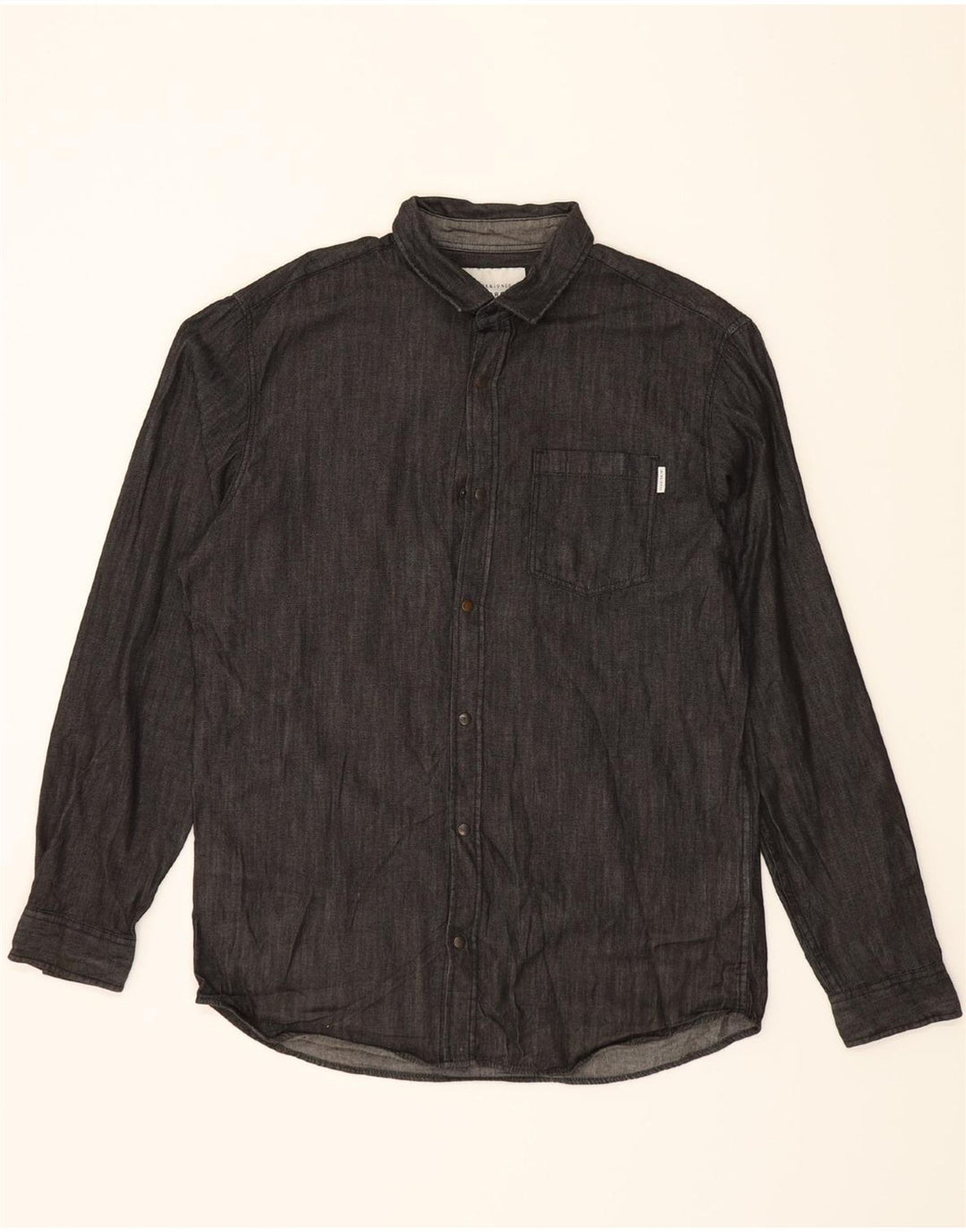 JACK & JONES Mens Slim Fit Shirt Large Grey Cotton Vintage Jack & Jones and Second-Hand Jack & Jones from Messina Hembry 