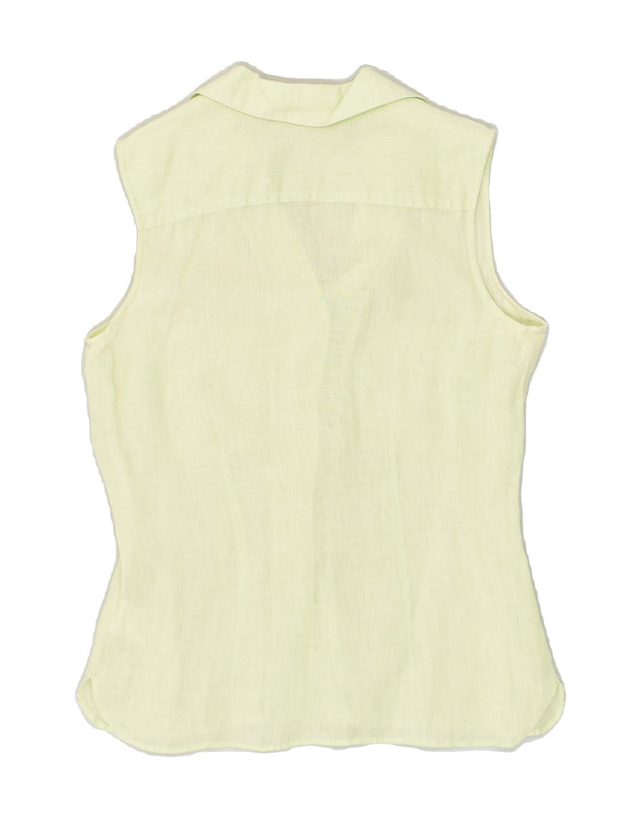 BLUNAUTA Womens Sleeveless Shirt IT 40 Small Green Linen | Vintage Blunauta | Thrift | Second-Hand Blunauta | Used Clothing | Messina Hembry 