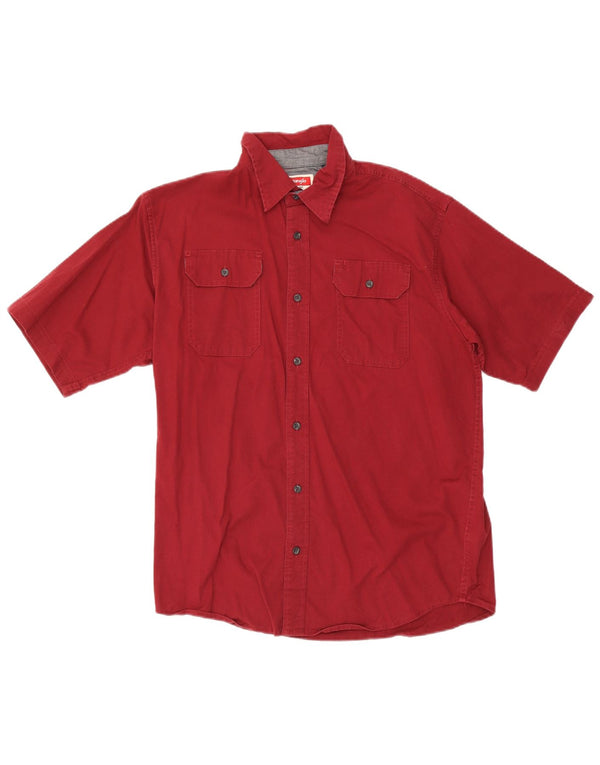 Camisa Wrangler Hombre Manga Corta Algodón Burdeos Medio