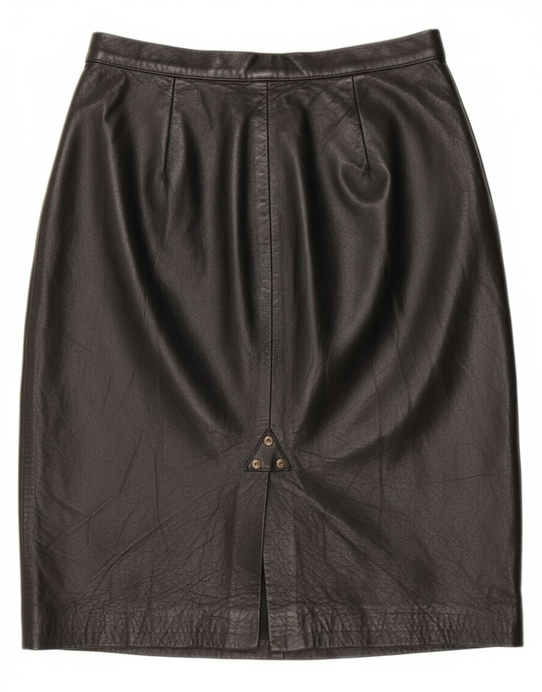 Vintage mujer cintura alta falda de cuero IT 42 Medio W28 Negro