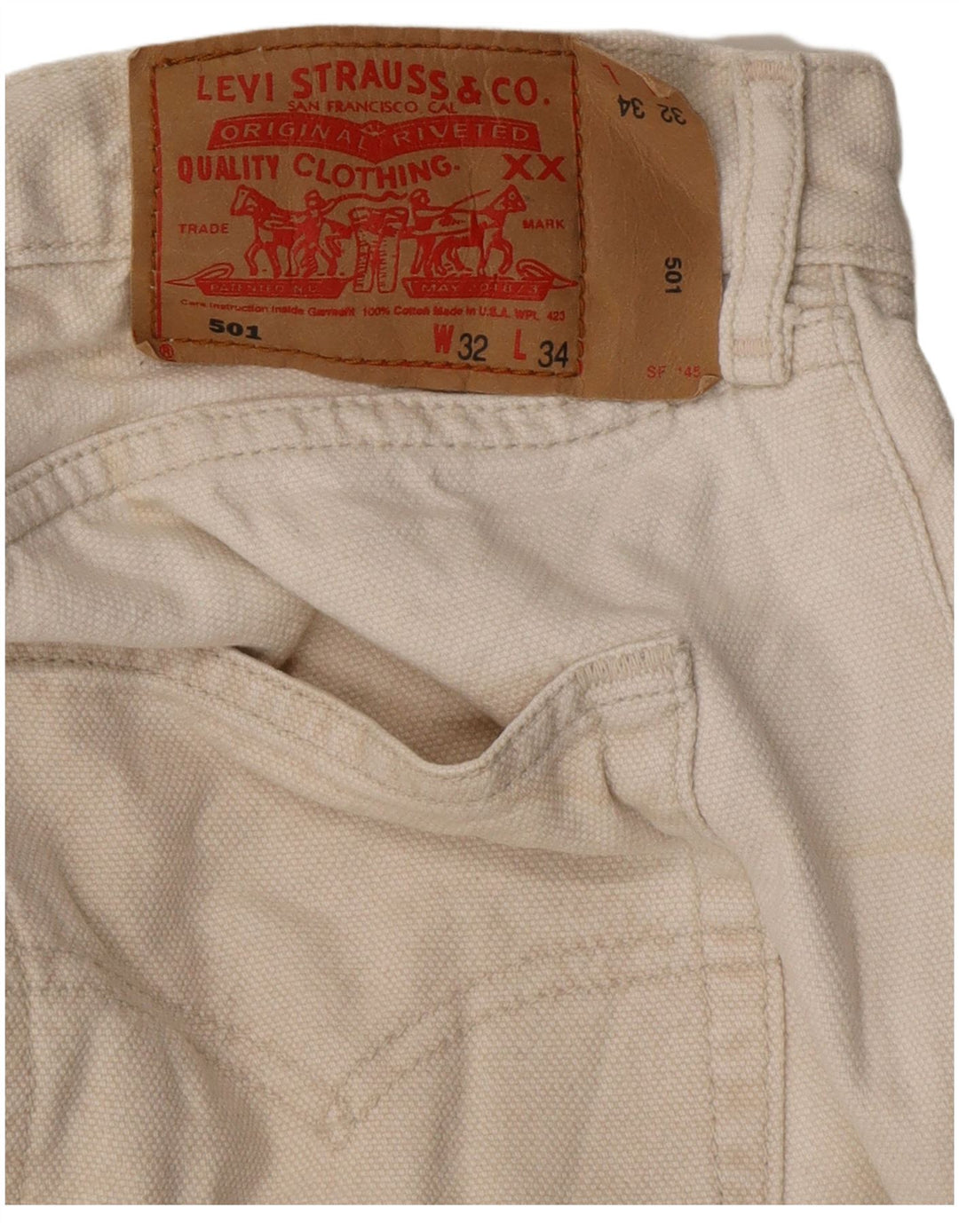 LEVI'S Mens 501 Pantalones Casuales Rectos W32 L30 Blanco