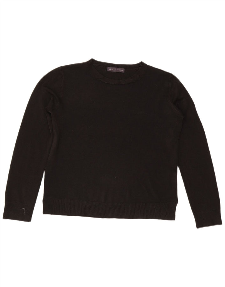 Marks & Spencer - Jersey de cuello redondo para mujer, talla 40, talla mediana, acrílico negro