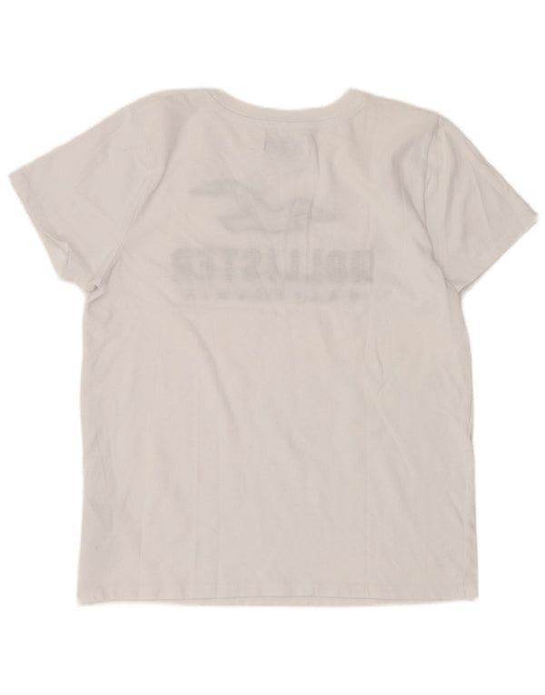 Hollister Camiseta gráfica para mujer Top UK 12 Medium White Cotton