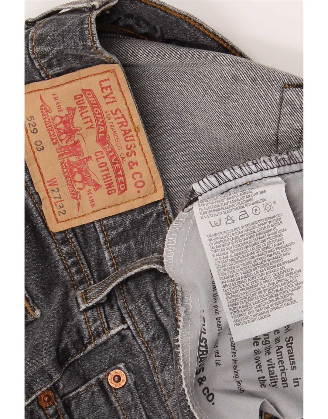 Levi's Mujer 529 Curvy Bootcut Jeans W27 L32 Algodón Gris