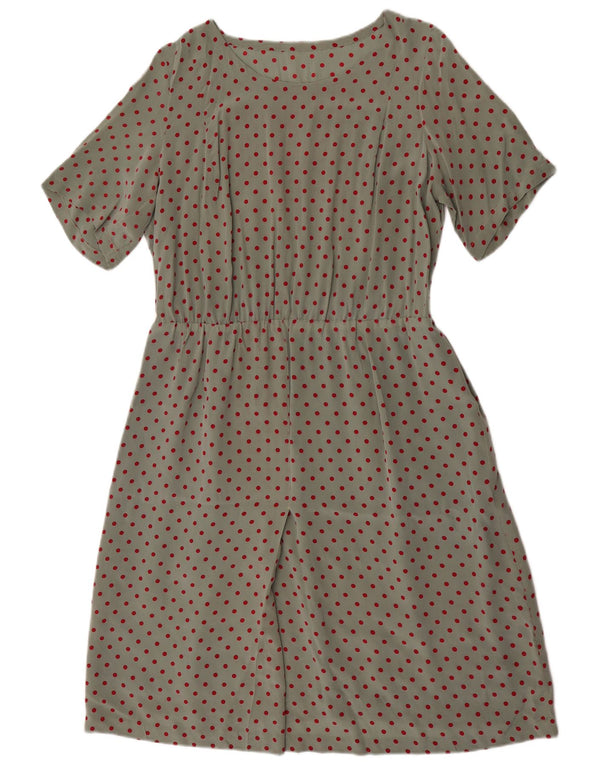 Vintage mujer A-Line vestido Reino Unido 18 XL verde manchado