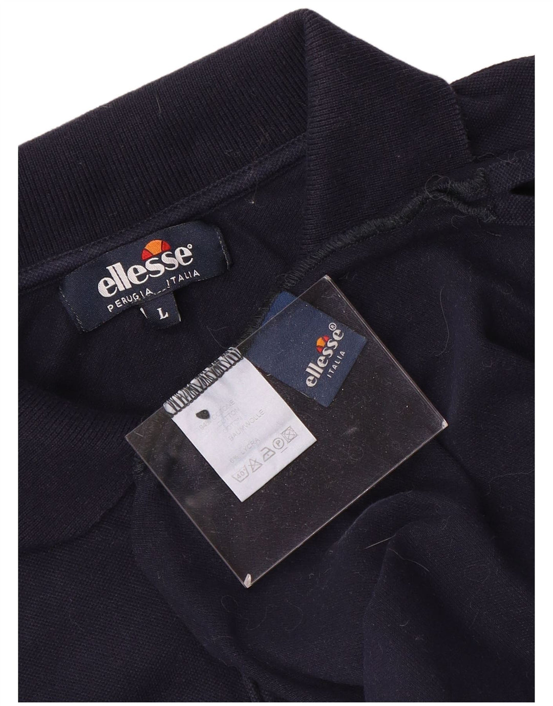 ELLESSE Polo para hombre grande azul marino algodón