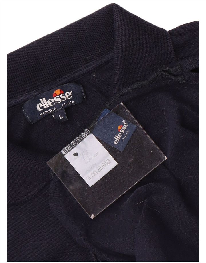 ELLESSE Polo para hombre grande azul marino algodón