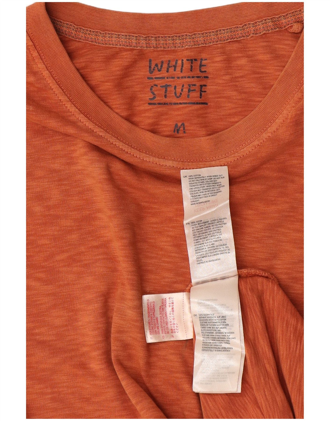 WHITE STUFF Camiseta para hombre Top de algodón moteado naranja mediano