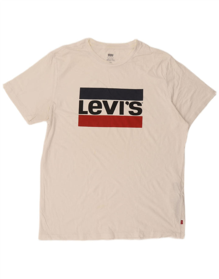 LEVI'S Camiseta gráfica para hombre Top grande de algodón blanco