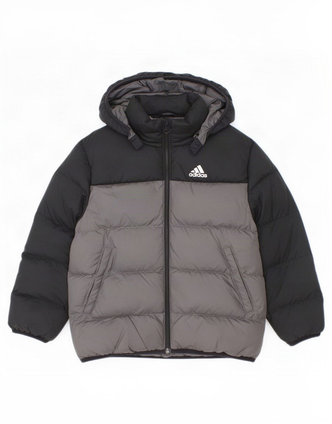 Adidas Chaqueta acolchada con capucha para niños 6-7 años Negro Poliéster color block