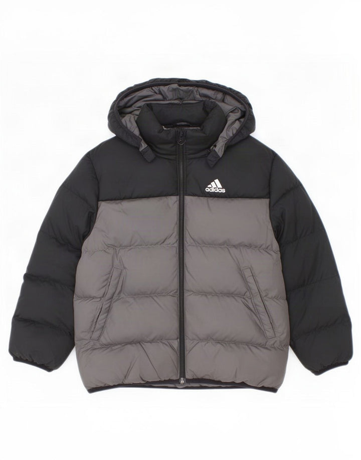Adidas Chaqueta acolchada con capucha para niños 6-7 años Negro Poliéster color block