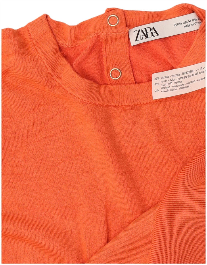 Zara Mujer Chaleco Tank Top UK 44 Medio Naranja Viscosa