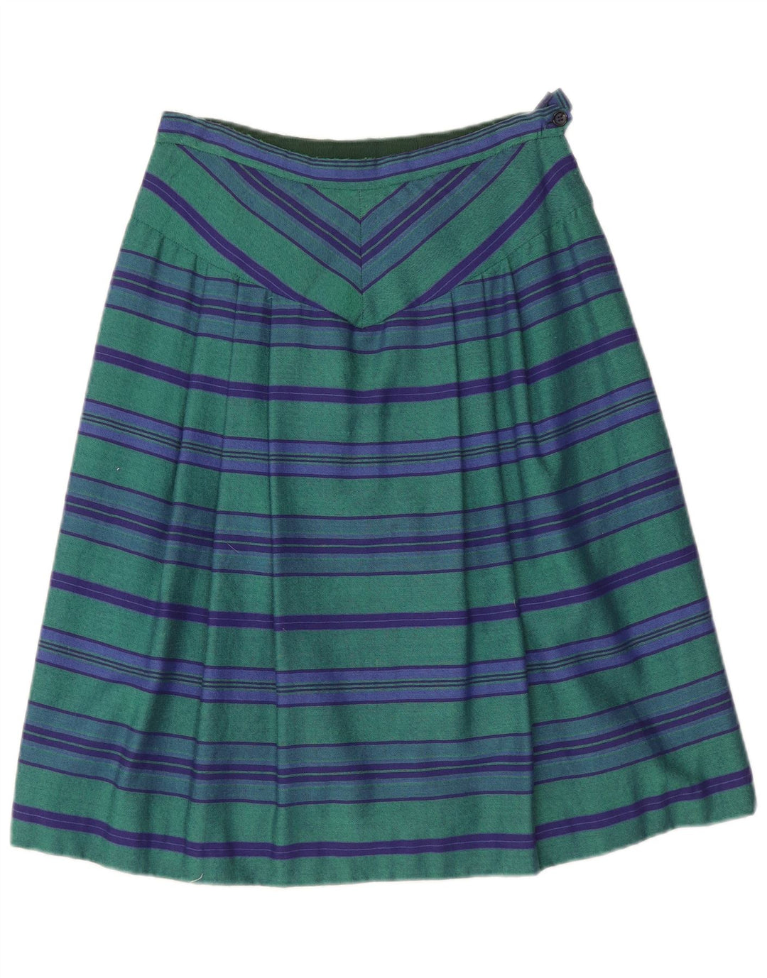 Vintage mujer A-Line falda W28 medio verde rayas