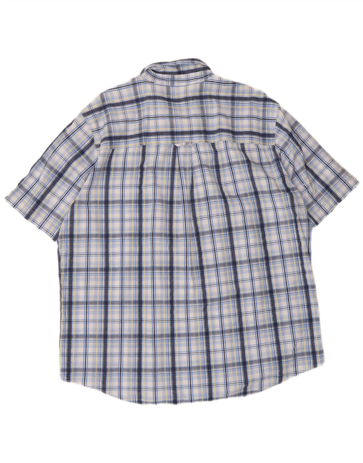 Chaps Camisa Manga Corta Hombre XL Algodón A Cuadros Azul