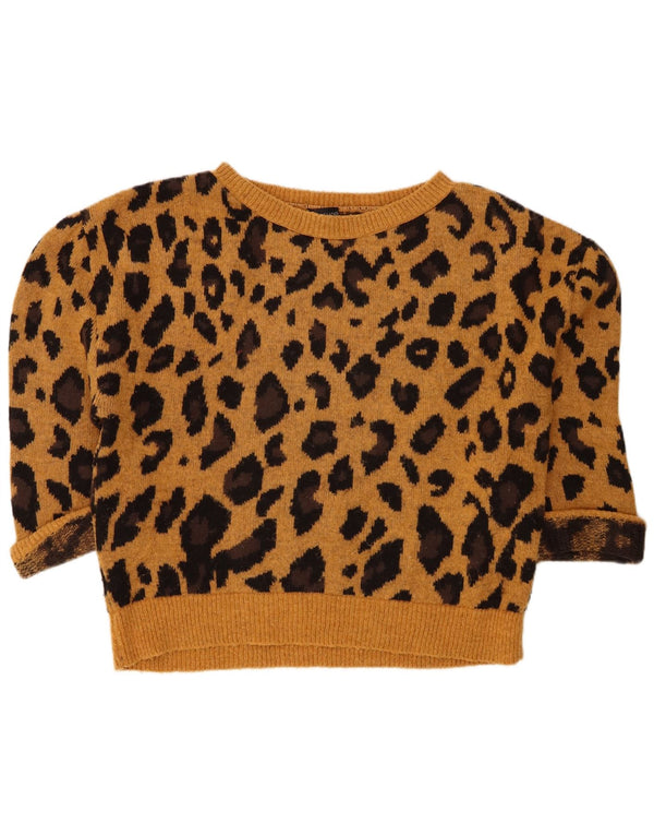 Topshop Jersey tipo jersey con cuello barco y manga media para mujer, talla 44, color marrón