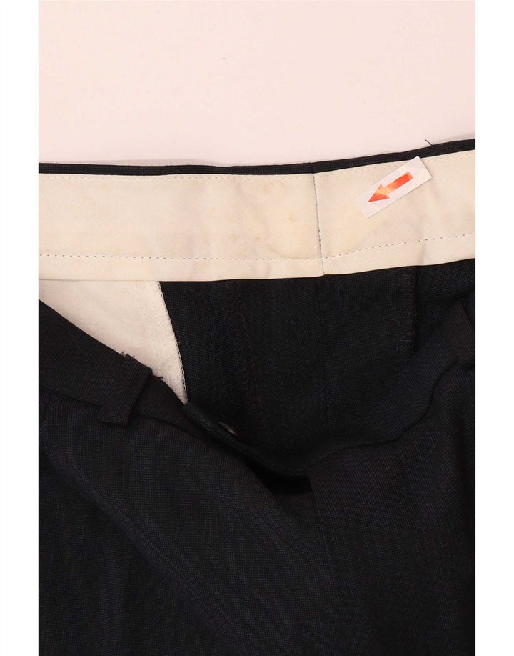 Marks & Spencer Pantalón de traje con pinzas para hombre W34 L33 Poliéster azul marino