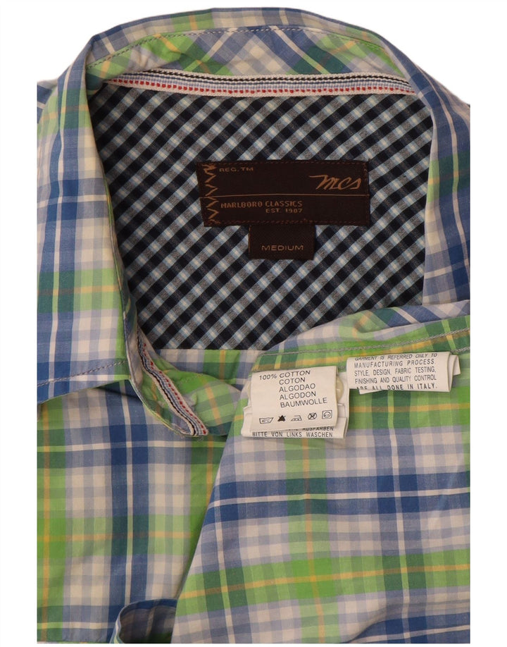 Marlboro Classics Camisa De Manga Corta Para Hombre Algodón A Cuadros Verde Medio