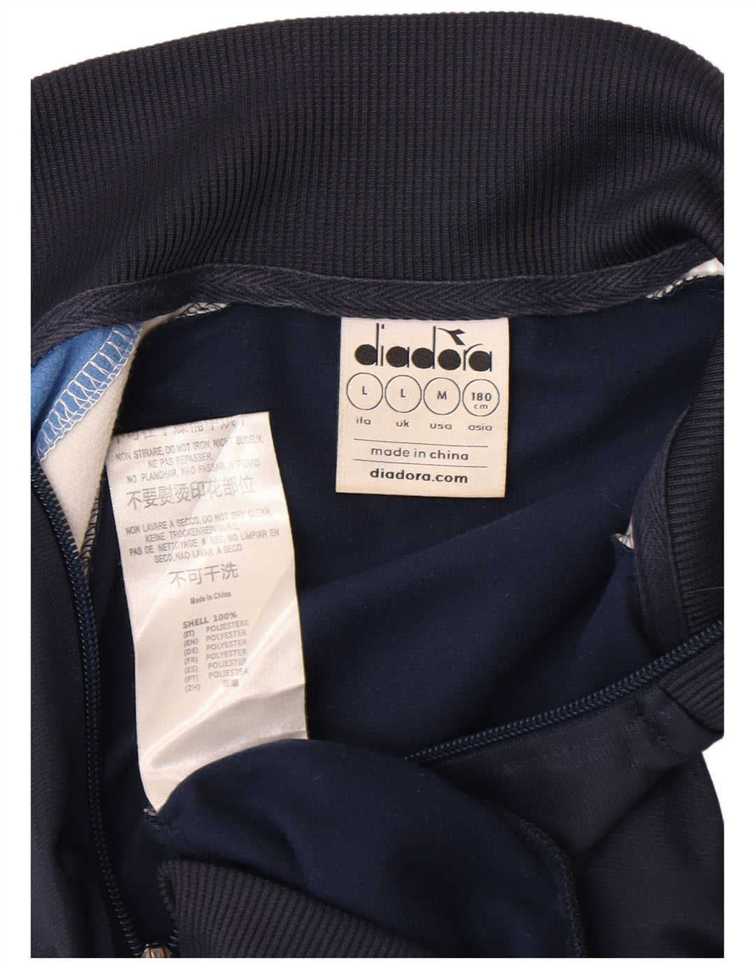 Diadora Hombre Chándal Top Jacket Large Azul Marino Colorblock Poliéster