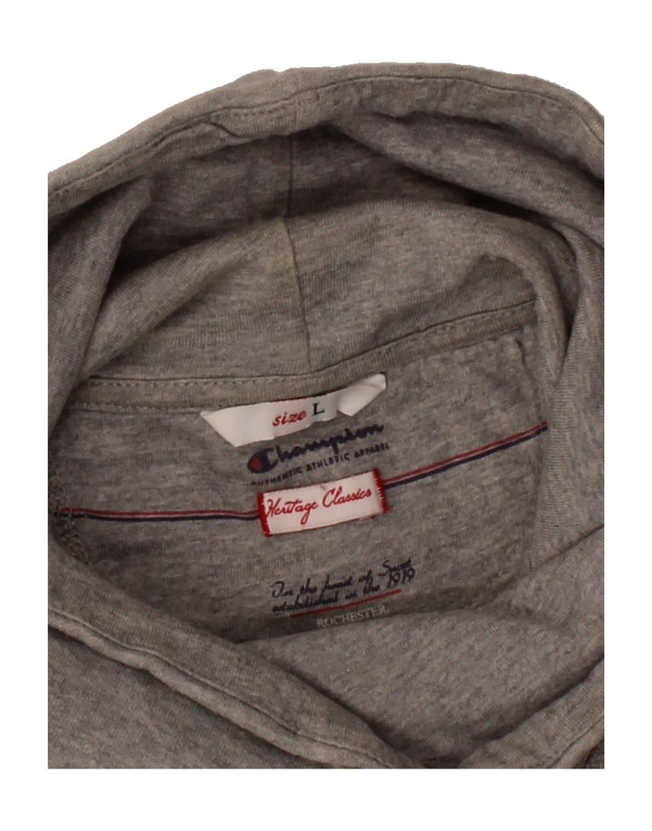 CHAMPION Womens Graphic Roll Neck Sweatshirt Jumper UK 16 Large Grey Vintage Champion and Second-Hand Champion from Messina Hembry 